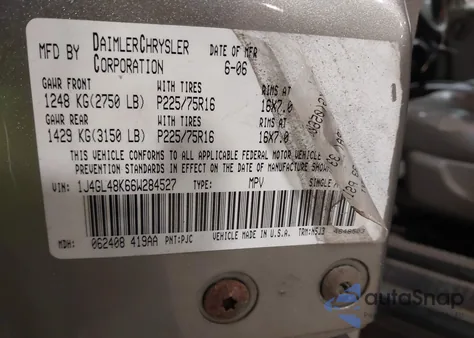 2006 Jeep Liberty Sport z USA, uszkodzony, nr VIN 1J4GL48K66W284527